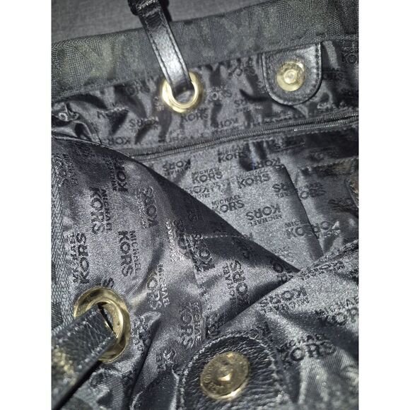 Michael Kors Black Leather Monogram Jet Set Grab Shoulder Tote Bag - Picture 8 of 10